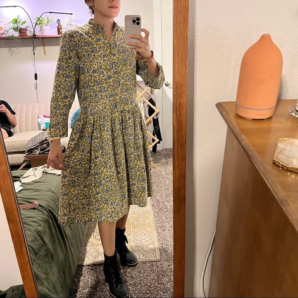 VINTAGE J. Jill Corduroy Floral Button Front Dress